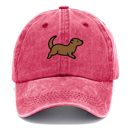 Otter - Brown sleek swimming pose flat side profile - Classic Cap - Pomegranate Blush(Pink)