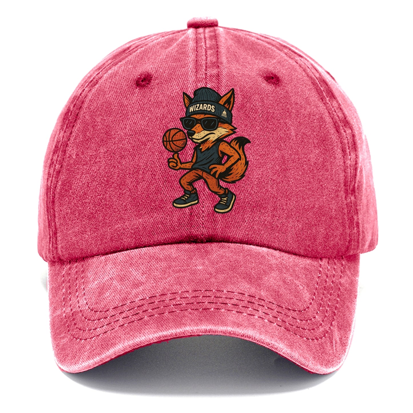 Washington Fox wearing Wizards beanie with capitol patch and wayfarer sunglasses - Classic Cap - Pomegranate Blush(Pink)