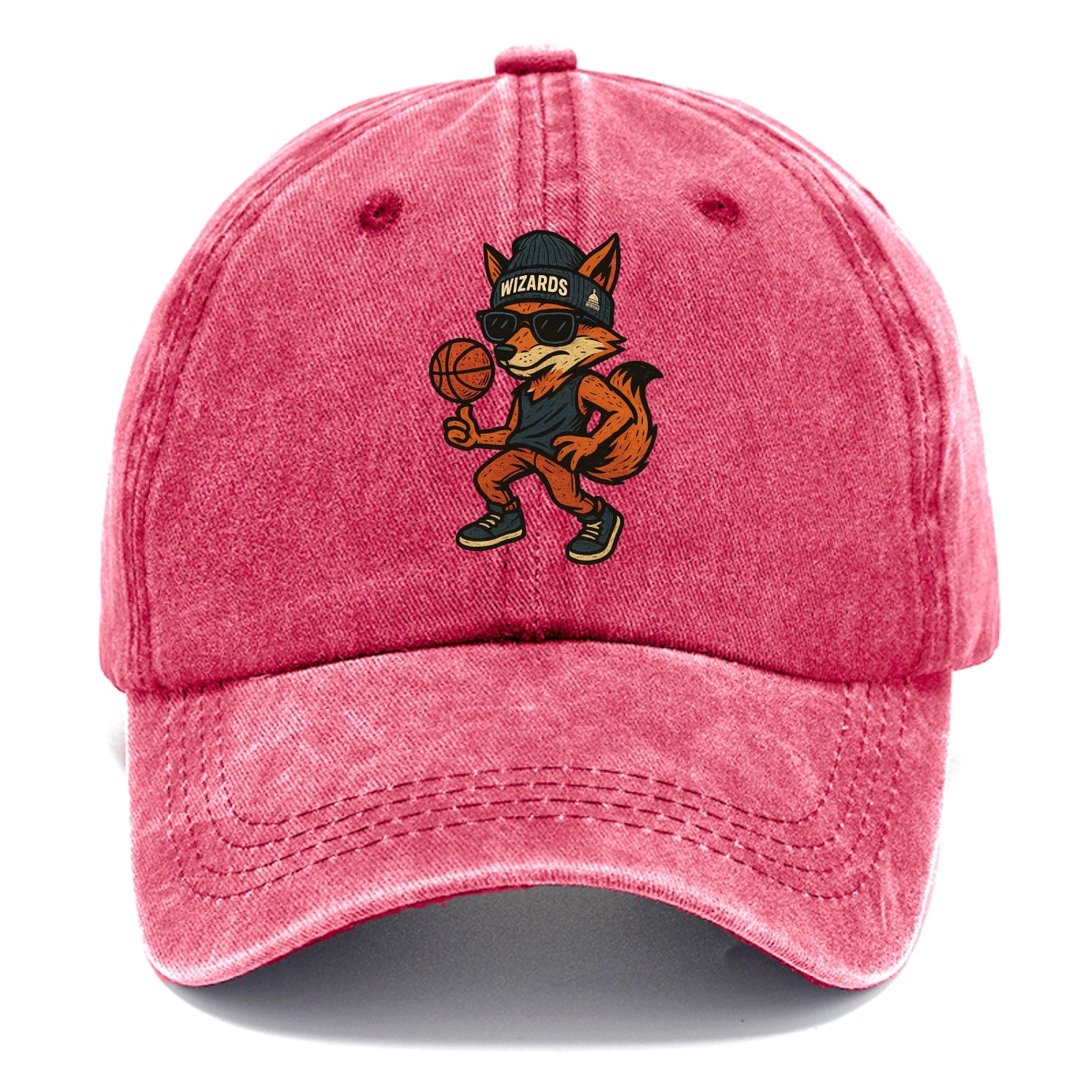 Washington Fox wearing Wizards beanie with capitol patch and wayfarer sunglasses - Classic Cap - Pomegranate Blush(Pink)