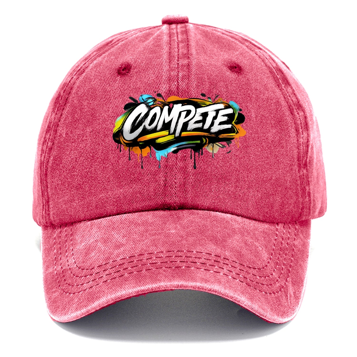 Bold typography design - "COMPETE" - competitive spirit, love the game - Classic Cap - Pomegranate Blush(Pink)