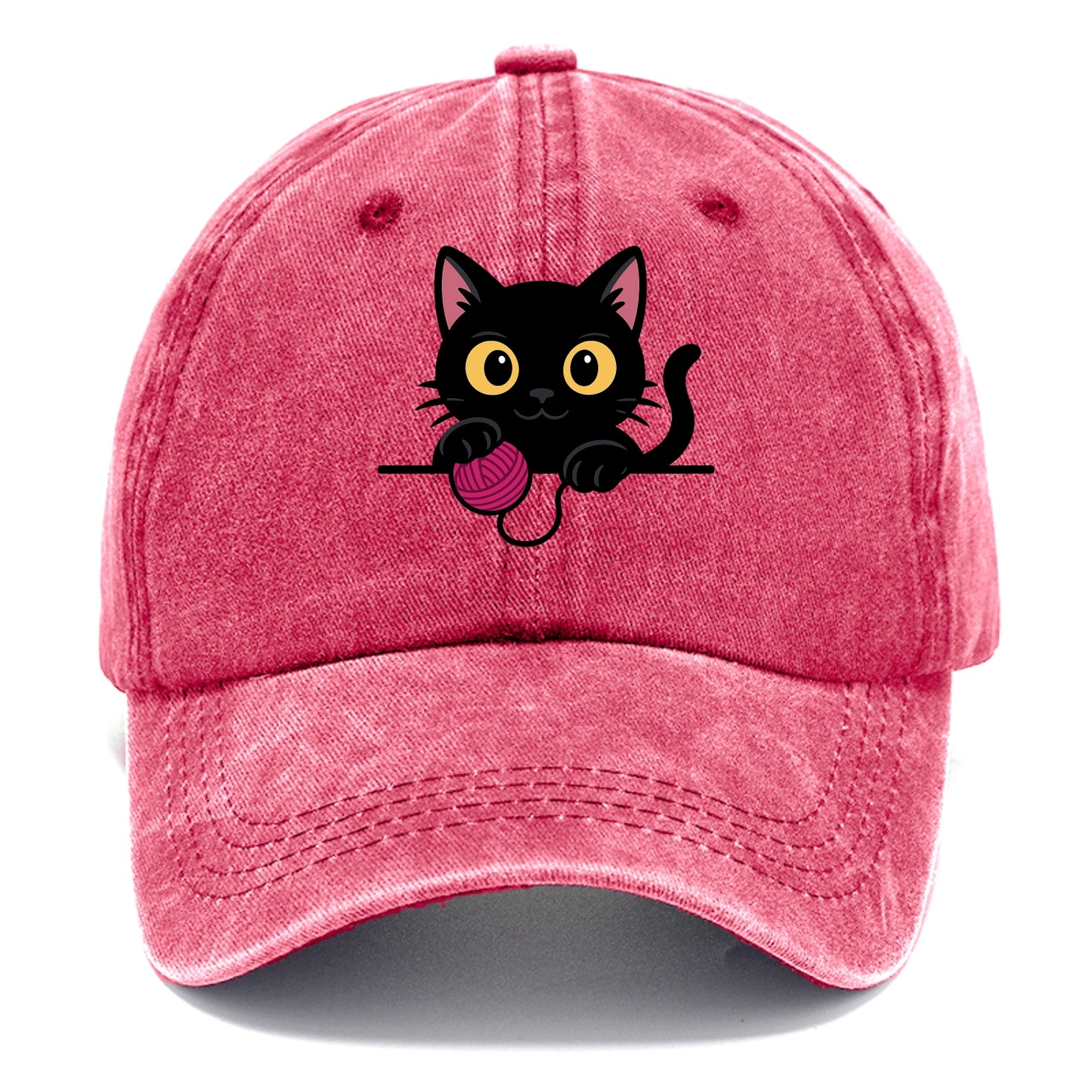 Midnight the black cat tapping the ledge rhythmically with one bright claw. - Classic Cap - Pomegranate Blush(Pink)