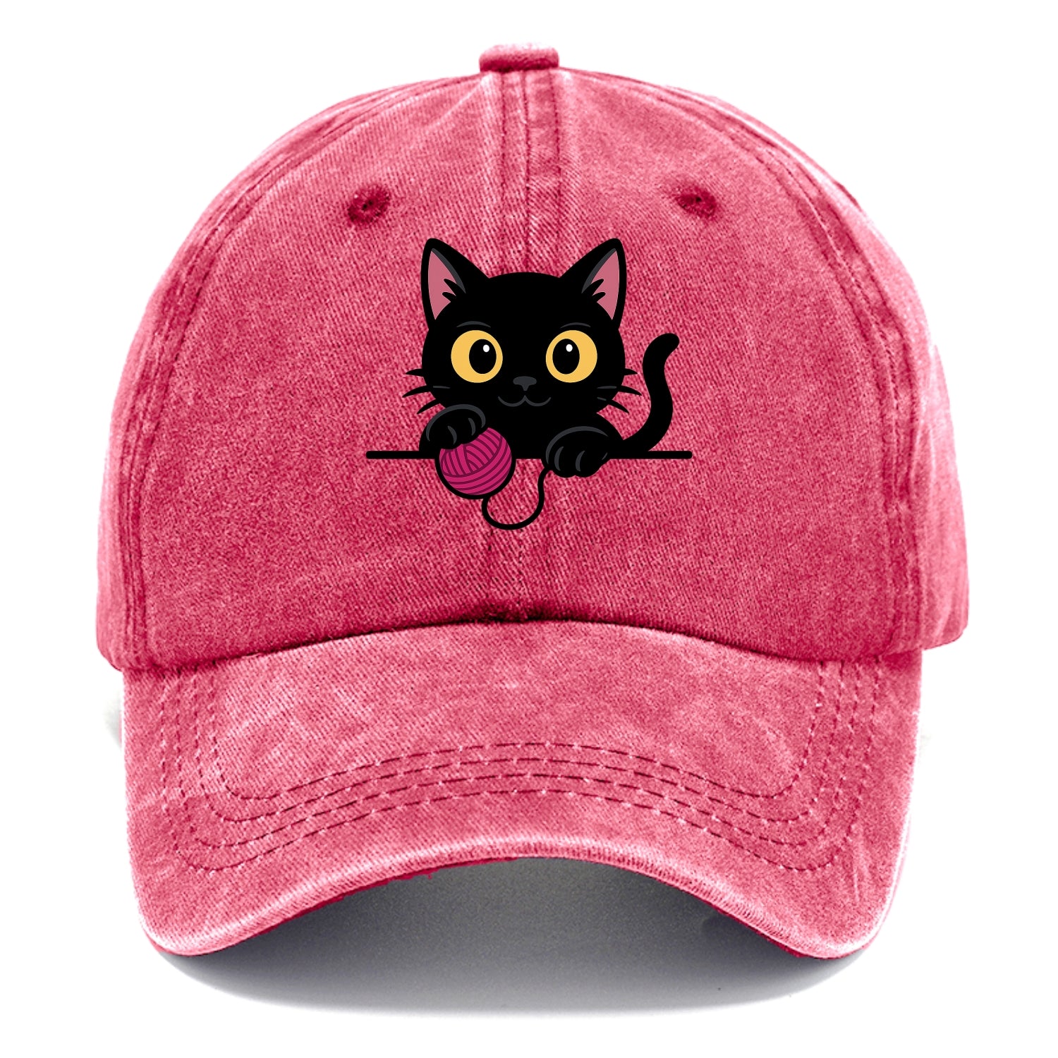 Midnight the black cat tapping the ledge rhythmically with one bright claw. - Classic Cap - Pomegranate Blush(Pink)