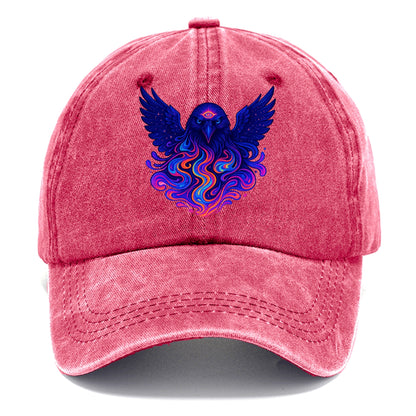 Mysterious raven with feathers showing future visions in neon colors, wings spread - Classic Cap - Pomegranate Blush(Pink)