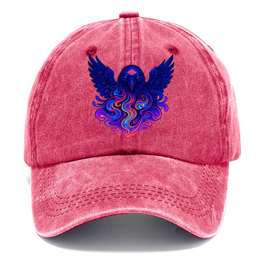 Mysterious raven with feathers showing future visions in neon colors, wings spread - Classic Cap - Pomegranate Blush(Pink)