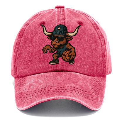 Texas Longhorn wearing Mavs beanie with lone star patch and wayfarer sunglasses - Classic Cap - Pomegranate Blush(Pink)