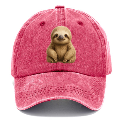Baby Sloth - tan fur, long arms, peaceful smile, gentle eyes, front-facing, zen - Classic Cap - Pomegranate Blush(Pink)