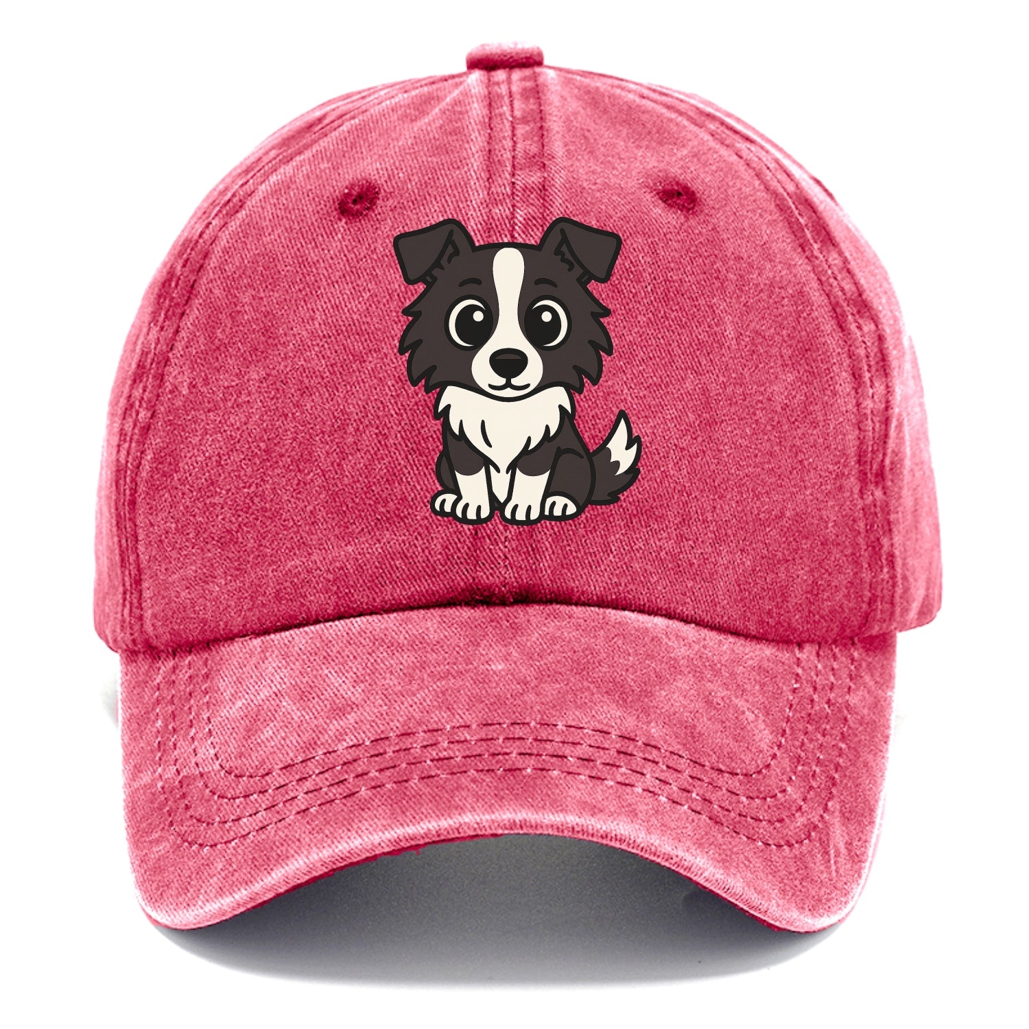 Border Collie - Intense stare sitting pose - Classic Cap - Pomegranate Blush(Pink)