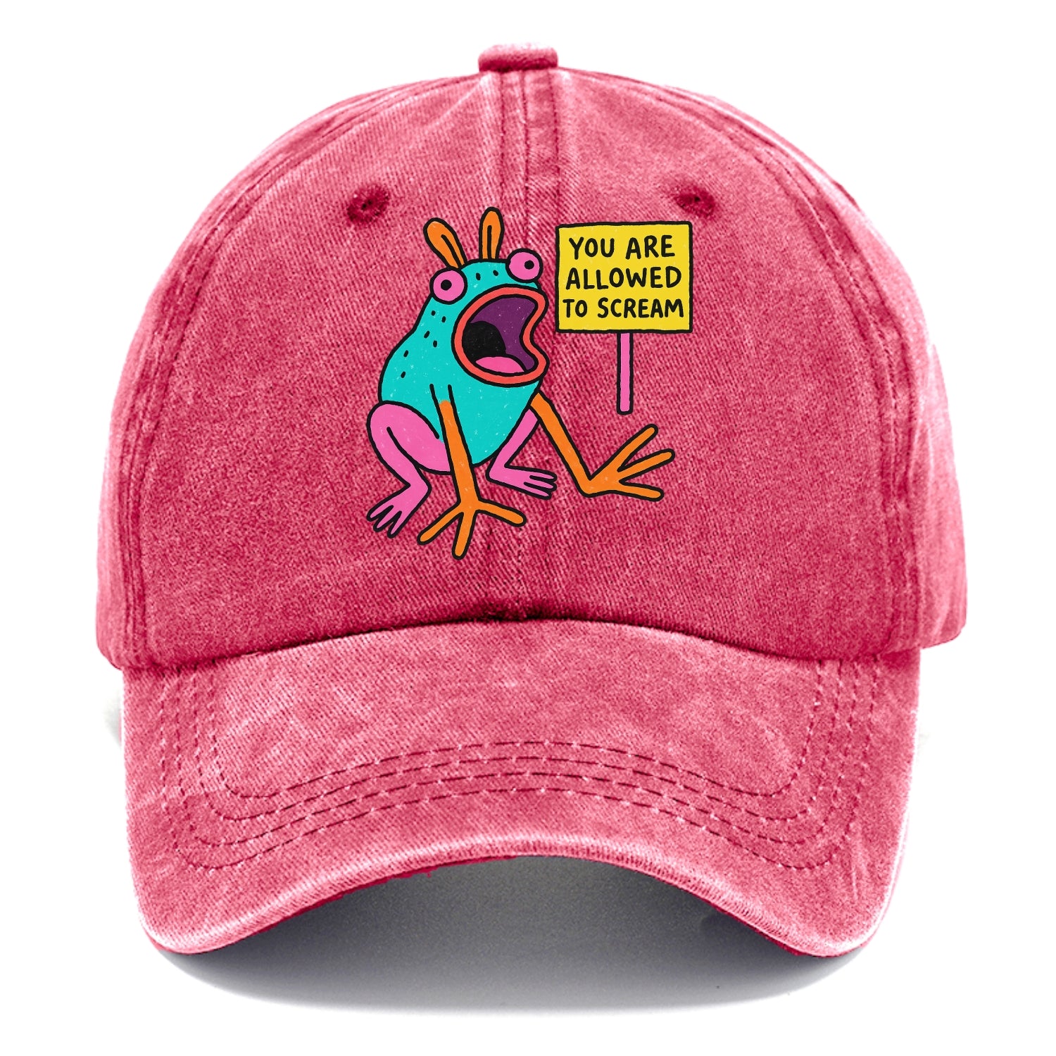 YOU ARE ALLOWED TO SCREAM | Open-mouthed frog mid-scream - Classic Cap - Pomegranate Blush(Pink)