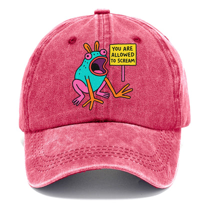 YOU ARE ALLOWED TO SCREAM | Open-mouthed frog mid-scream - Classic Cap - Pomegranate Blush(Pink)