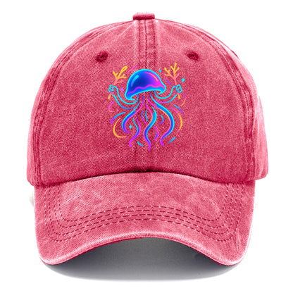 Jellyfish conducting a glow orchestra using coral batons in deep ocean concert hall - Classic Cap - Pomegranate Blush(Pink)