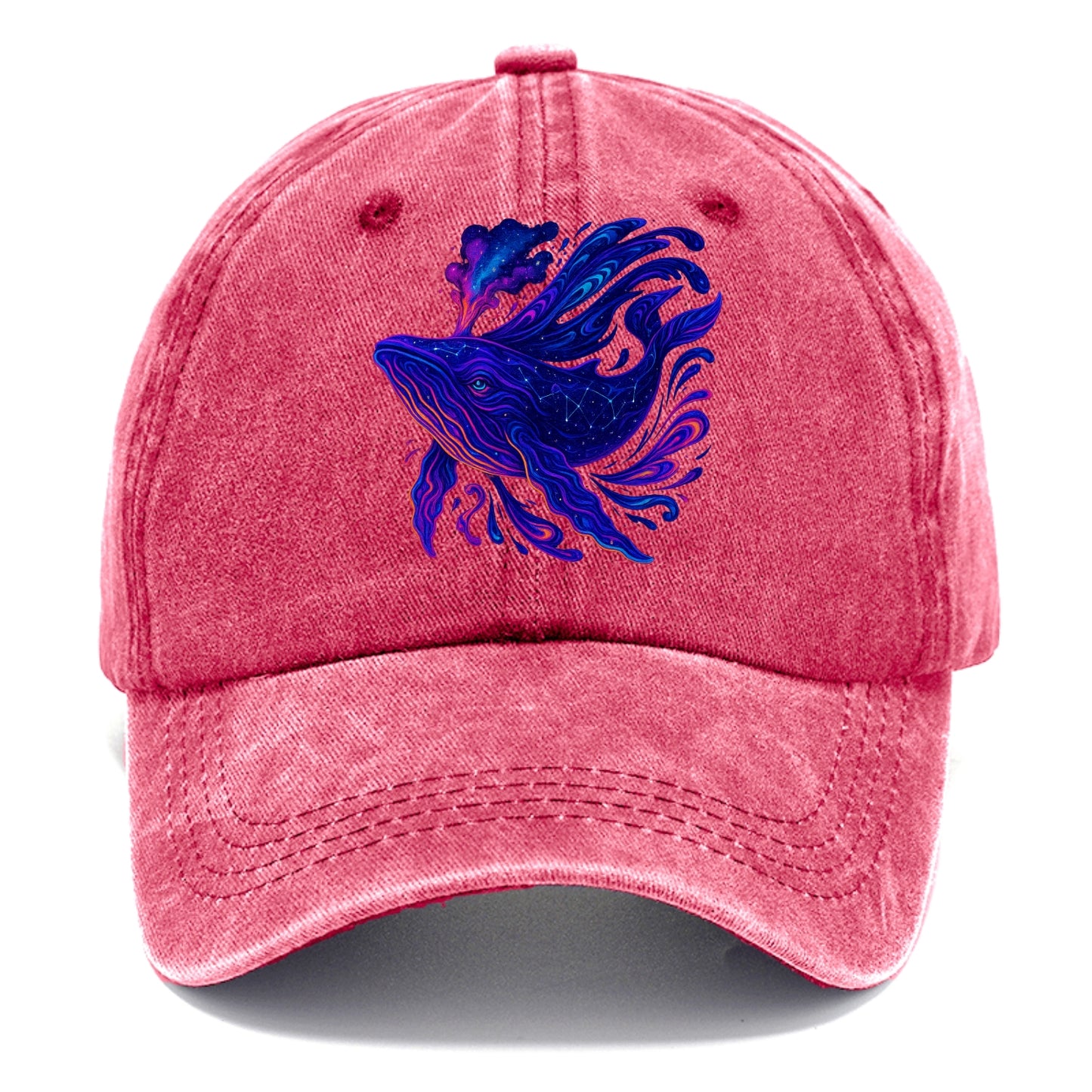 Majestic whale with body composed of galaxy clusters, stellar fins flowing like - Classic Cap - Pomegranate Blush(Pink)