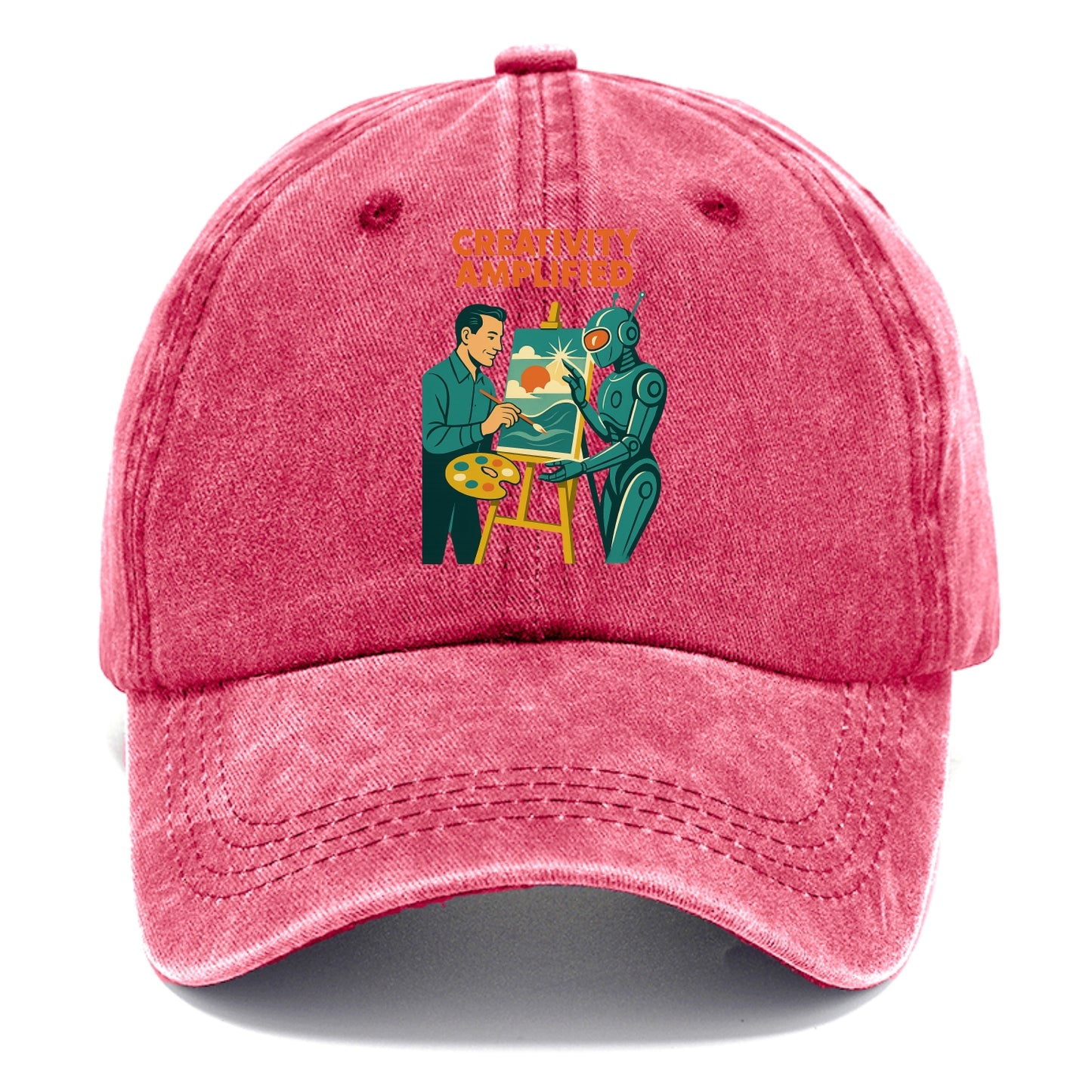 Artist and AI creating beautiful masterpiece together - "Creativity Amplified" - - Classic Cap - Pomegranate Blush(Pink)