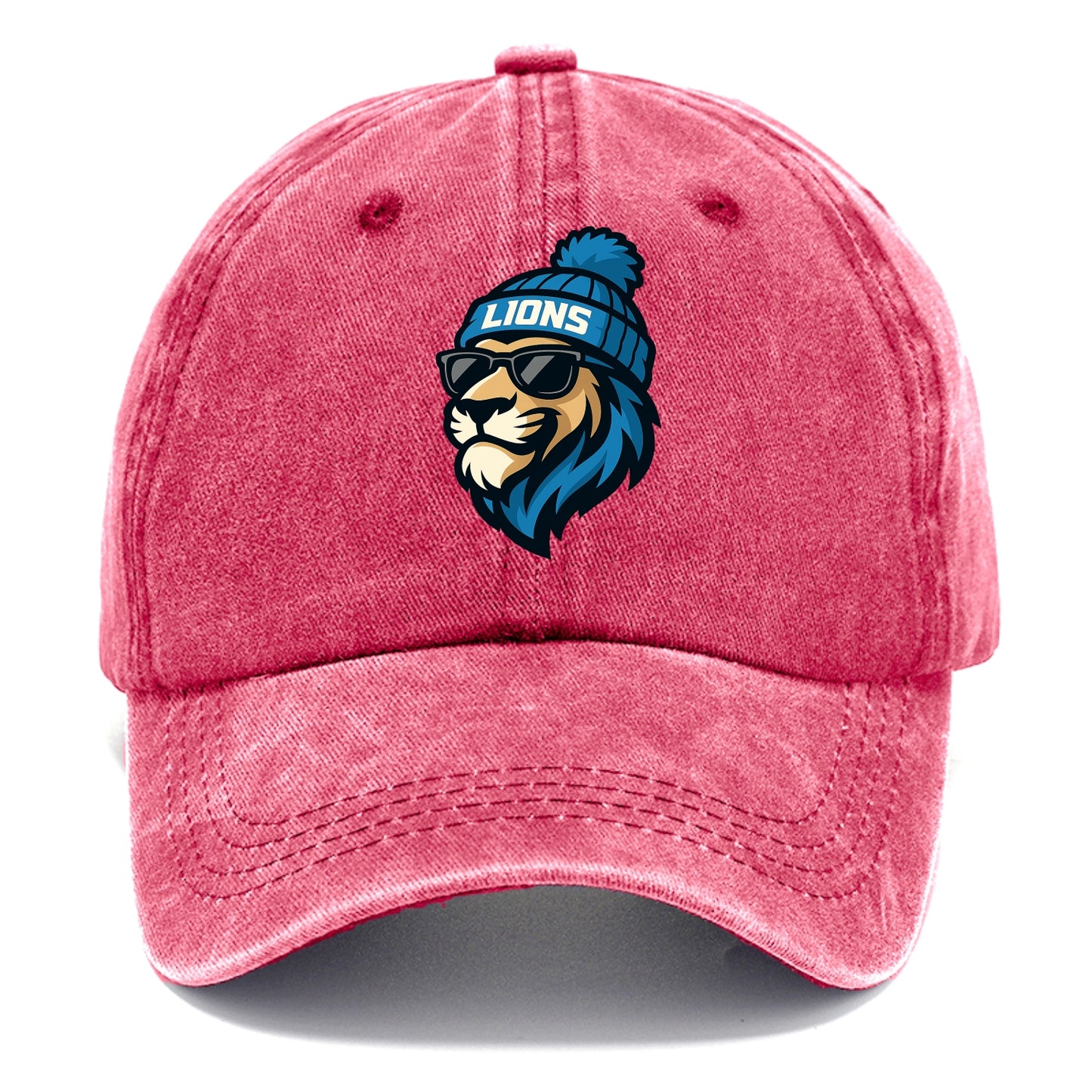 Detroit Lion wearing Lions Honolulu blue and silver beanie with pom pom and wayfarer - Classic Cap - Pomegranate Blush(Pink)