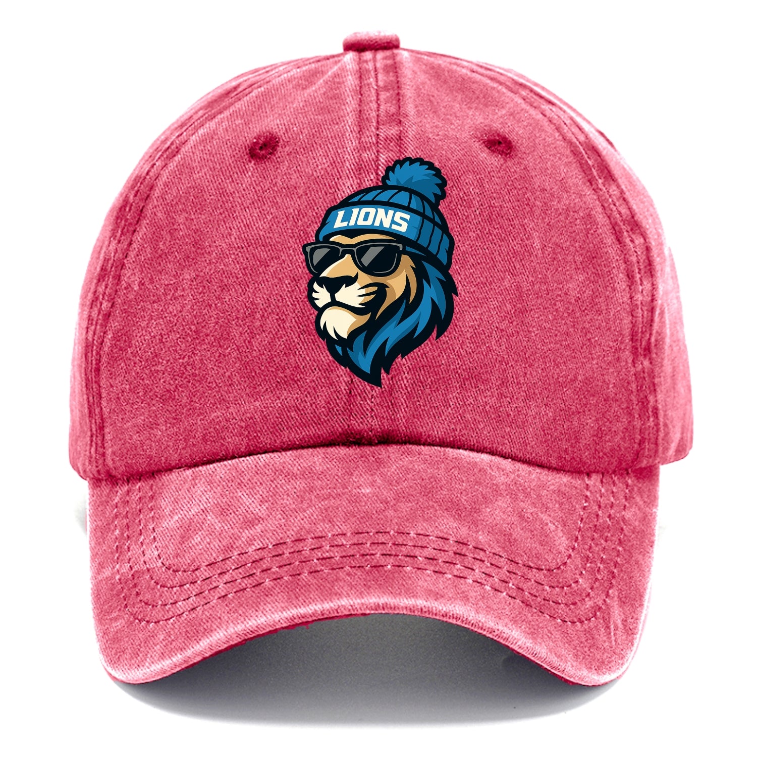 Detroit Lion wearing Lions Honolulu blue and silver beanie with pom pom and wayfarer - Classic Cap - Pomegranate Blush(Pink)