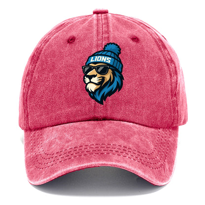 Detroit Lion wearing Lions Honolulu blue and silver beanie with pom pom and wayfarer - Classic Cap - Pomegranate Blush(Pink)