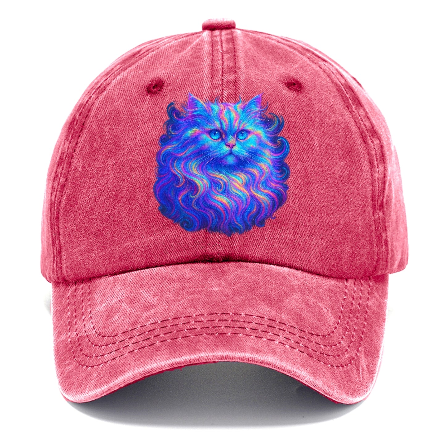 Luxurious Persian cat with flowing fur that refracts into rainbow prisms, soft pastel - Classic Cap - Pomegranate Blush(Pink)