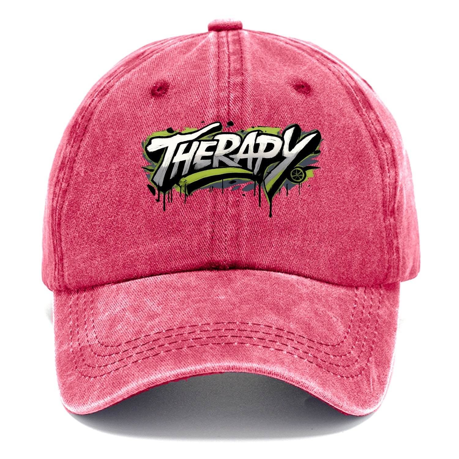 Bold typography design - "THERAPY" - mental health, getting help - Classic Cap - Pomegranate Blush(Pink)