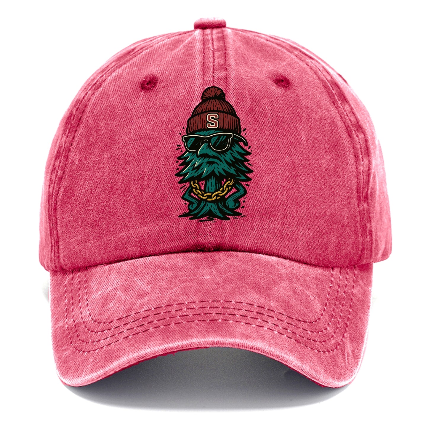 Palo Alto Tree wearing Stanford beanie with S patch - Classic Cap - Pomegranate Blush(Pink)