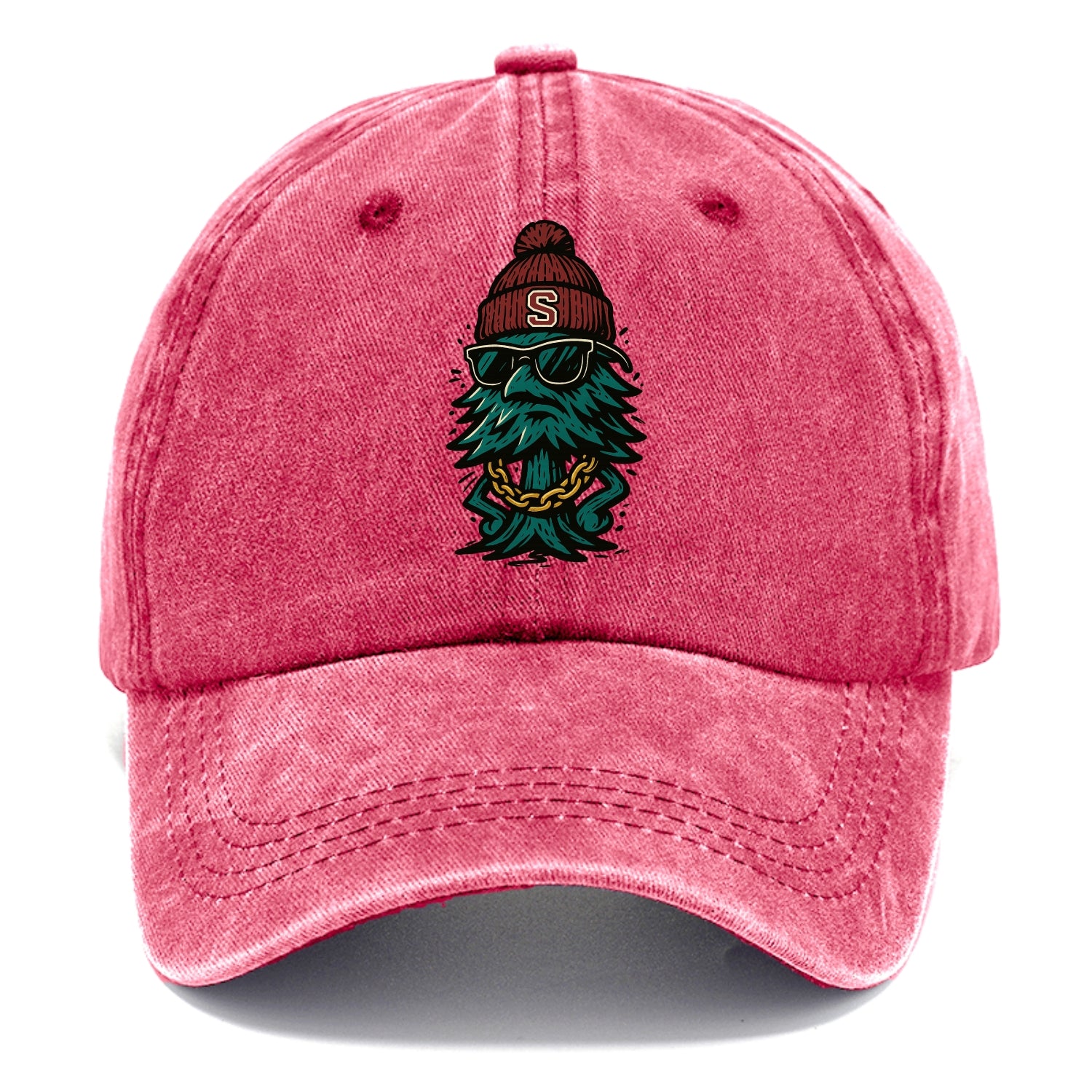 Palo Alto Tree wearing Stanford beanie with S patch - Classic Cap - Pomegranate Blush(Pink)