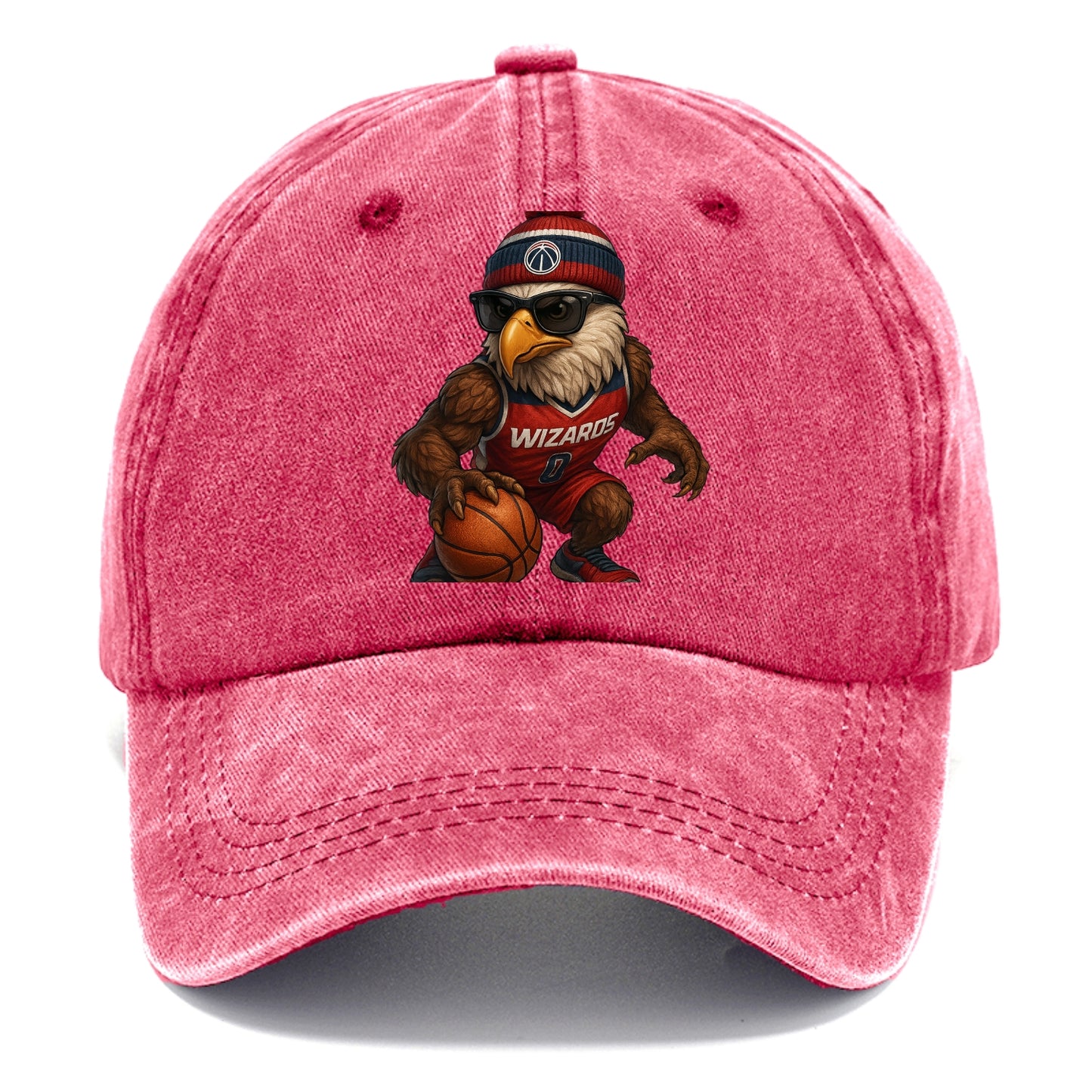 DC Eagle wearing Wizards red white and blue beanie with monument patch and wayfarer - Classic Cap - Pomegranate Blush(Pink)