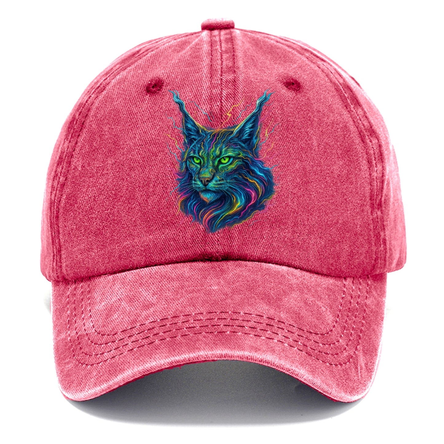 Wild lynx with ear tufts transforming into liquid mercury flows, silver and gold - Classic Cap - Pomegranate Blush(Pink)