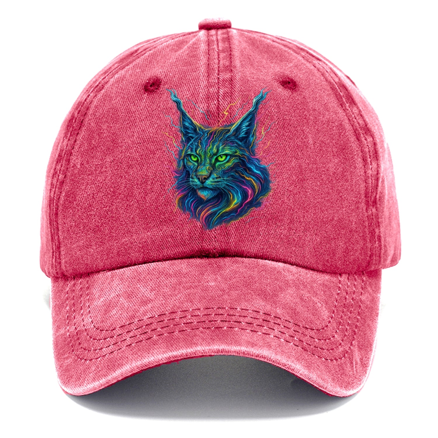 Wild lynx with ear tufts transforming into liquid mercury flows, silver and gold - Classic Cap - Pomegranate Blush(Pink)