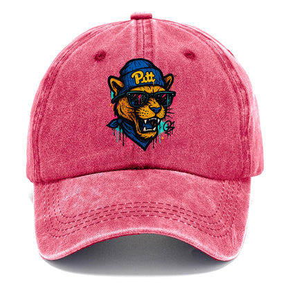 Pittsburgh Panther wearing Pitt beanie with script patch - Classic Cap - Pomegranate Blush(Pink)
