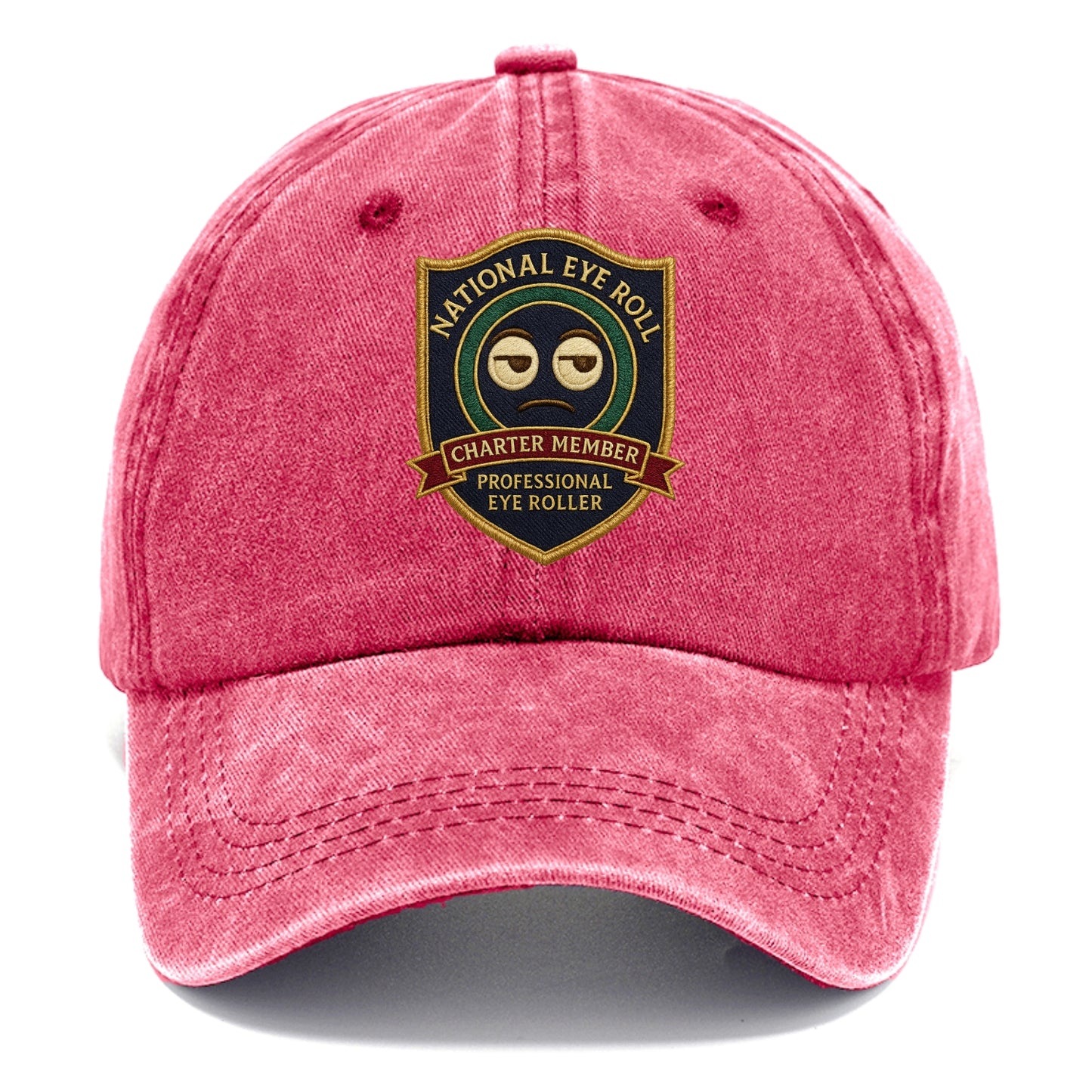 Crest with eye roll icon - "National Eye Roll Association - Charter Member" - - Classic Cap - Pomegranate Blush(Pink)