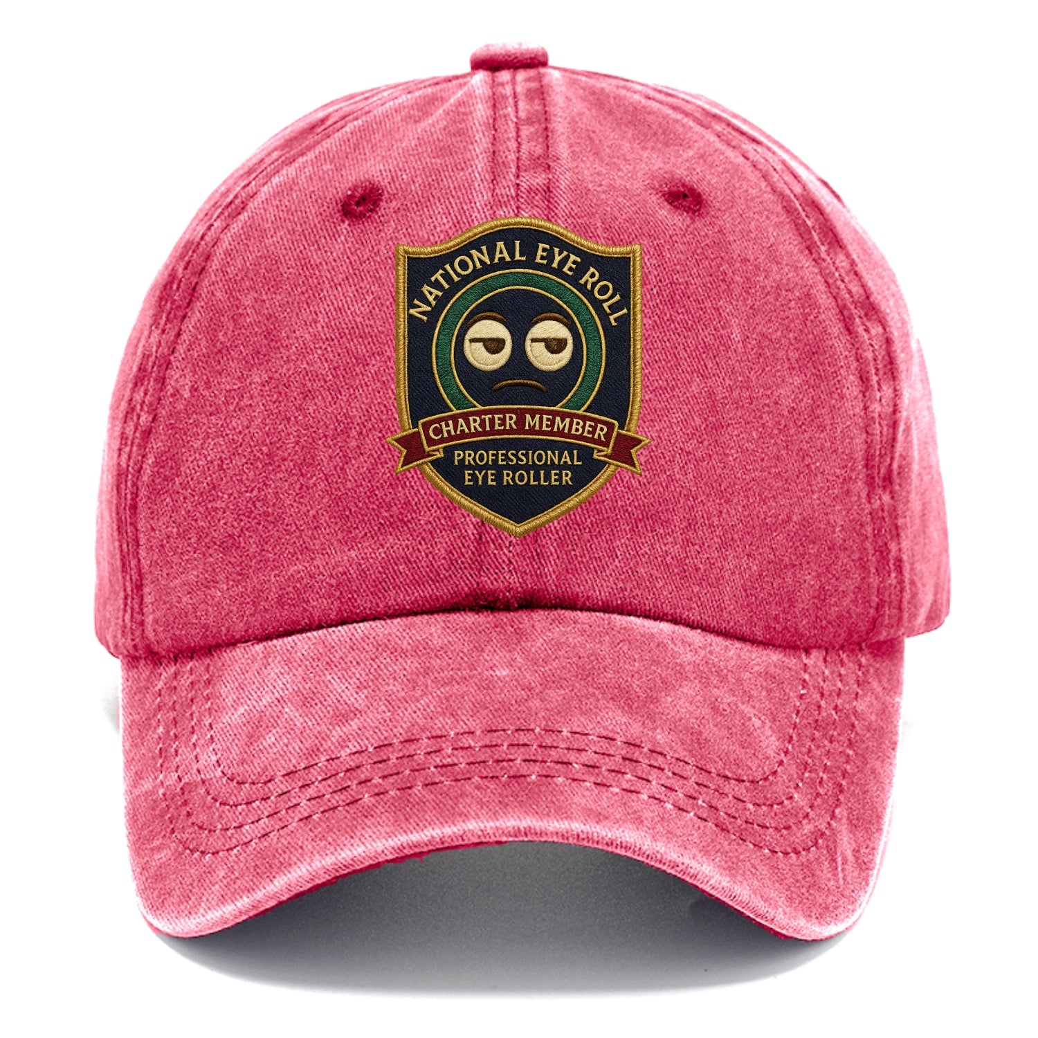 Crest with eye roll icon - "National Eye Roll Association - Charter Member" - - Classic Cap - Pomegranate Blush(Pink)