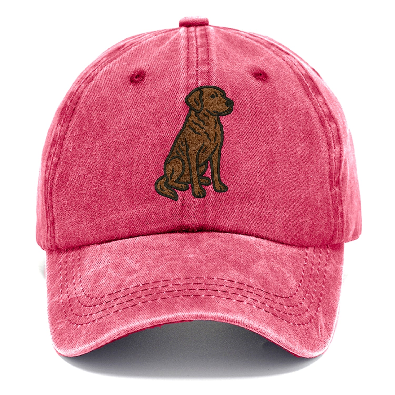 Chesapeake Bay Retriever - Brown wavy coat embroidered sitting pose - Classic Cap - Pomegranate Blush(Pink)