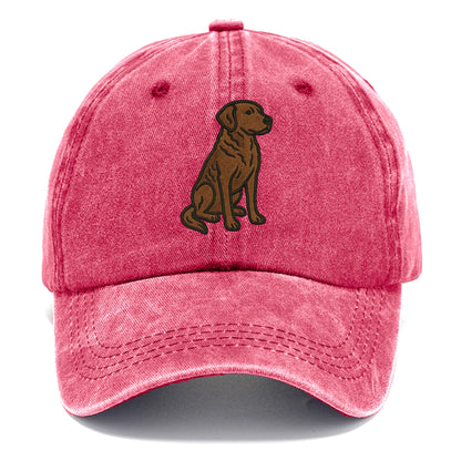 Chesapeake Bay Retriever - Brown wavy coat embroidered sitting pose - Classic Cap - Pomegranate Blush(Pink)