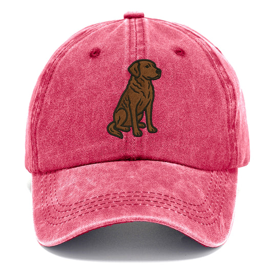 Chesapeake Bay Retriever - Brown wavy coat embroidered sitting pose - Classic Cap - Pomegranate Blush(Pink)