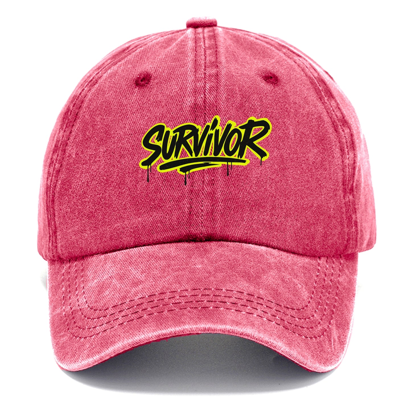 Bold typography design - "SURVIVOR" - overcomer, still standing, made it through - Classic Cap - Pomegranate Blush(Pink)