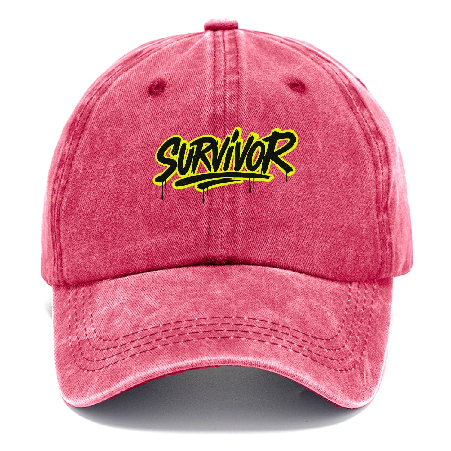 Bold typography design - "SURVIVOR" - overcomer, still standing, made it through - Classic Cap - Pomegranate Blush(Pink)