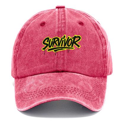 Bold typography design - "SURVIVOR" - overcomer, still standing, made it through - Classic Cap - Pomegranate Blush(Pink)