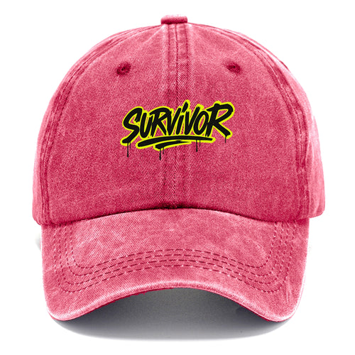 Bold typography design - SURVIVOR - overcomer, still standing, made it through - Classic Cap