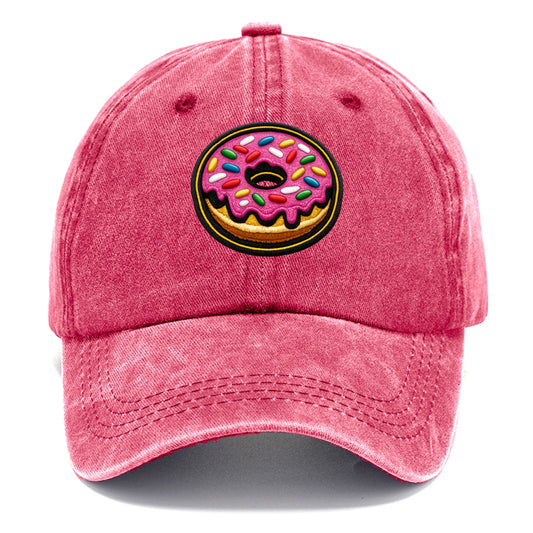 DONUT SPRINKLES - glazed donut with sprinkles in pink and rainbow , sweet treat - Classic Cap - Pomegranate Blush(Pink)