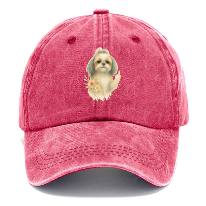 Shih Tzu with long flowing silky hair, tiny paw showing attitude - Classic Cap - Pomegranate Blush(Pink)