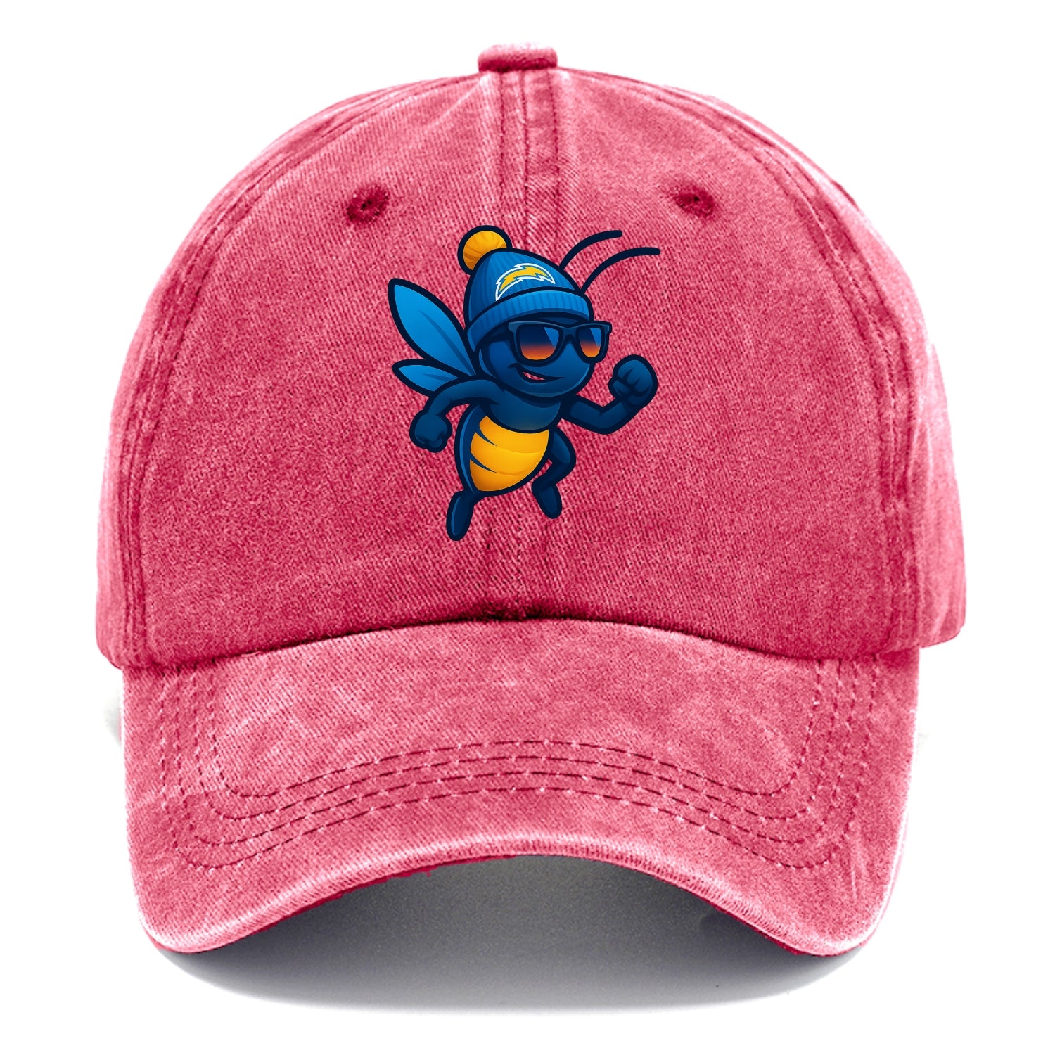 LA Lightning Bug wearing Chargers powder blue and gold beanie with pom pom and - Classic Cap - Pomegranate Blush(Pink)