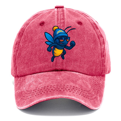 LA Lightning Bug wearing Chargers powder blue and gold beanie with pom pom and - Classic Cap - Pomegranate Blush(Pink)