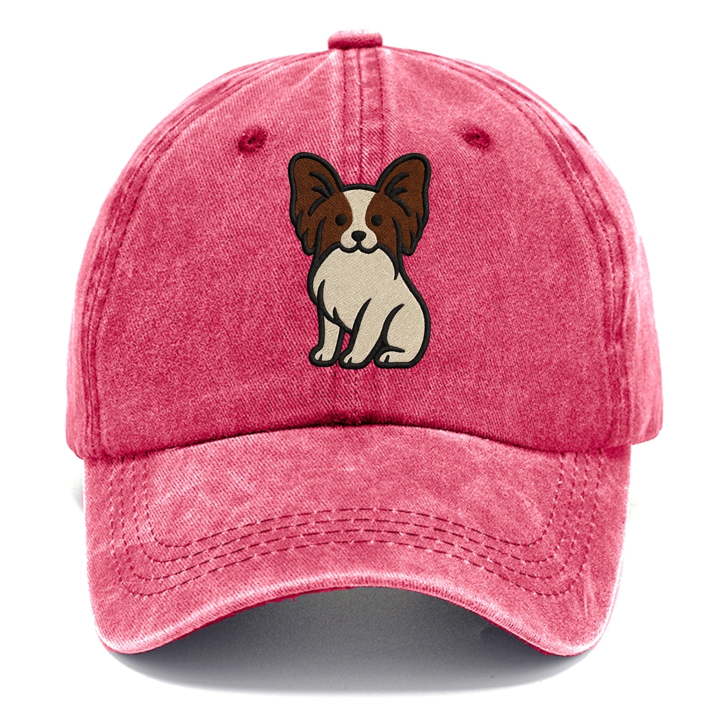 Papillon - White with brown ears sitting Classic Cap - Pomegranate Blush(Pink)