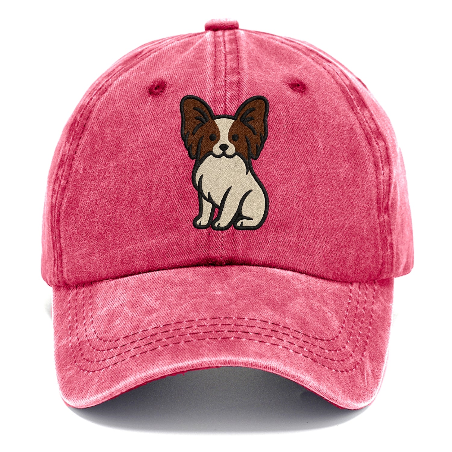 Papillon - White with brown ears sitting Classic Cap - Pomegranate Blush(Pink)