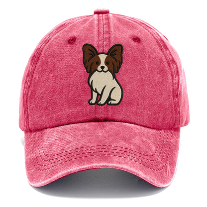 Papillon - White with brown ears sitting Classic Cap - Pomegranate Blush(Pink)