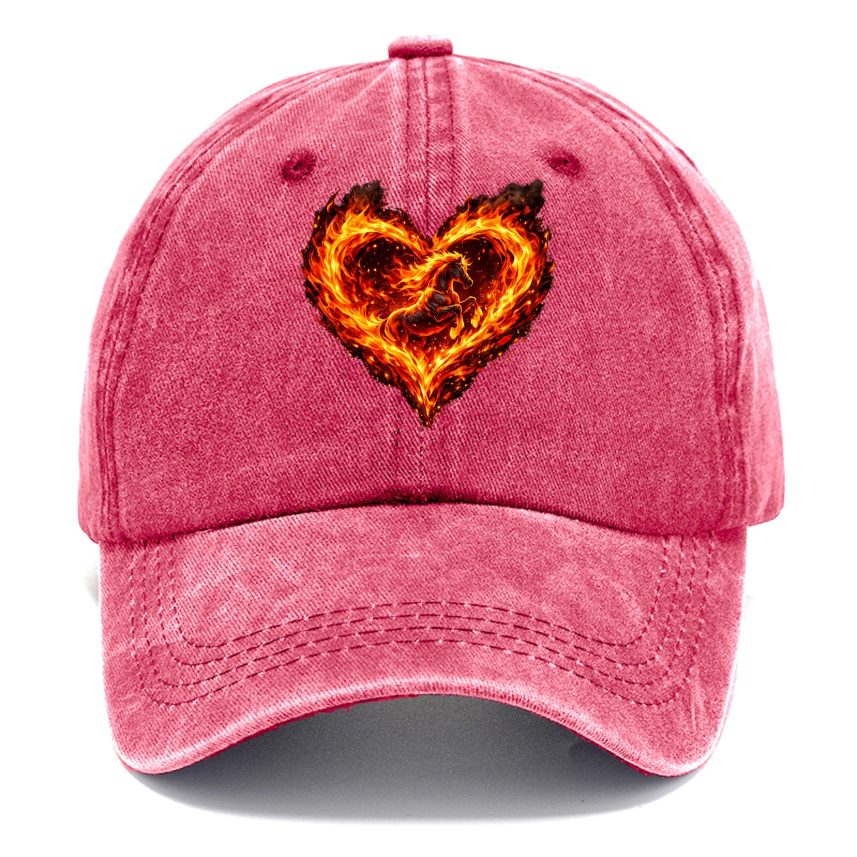 HEART OF FIRE | Flaming heart with horse silhouette inside | Passion embodied | Love - Classic Cap - Pomegranate Blush(Pink)