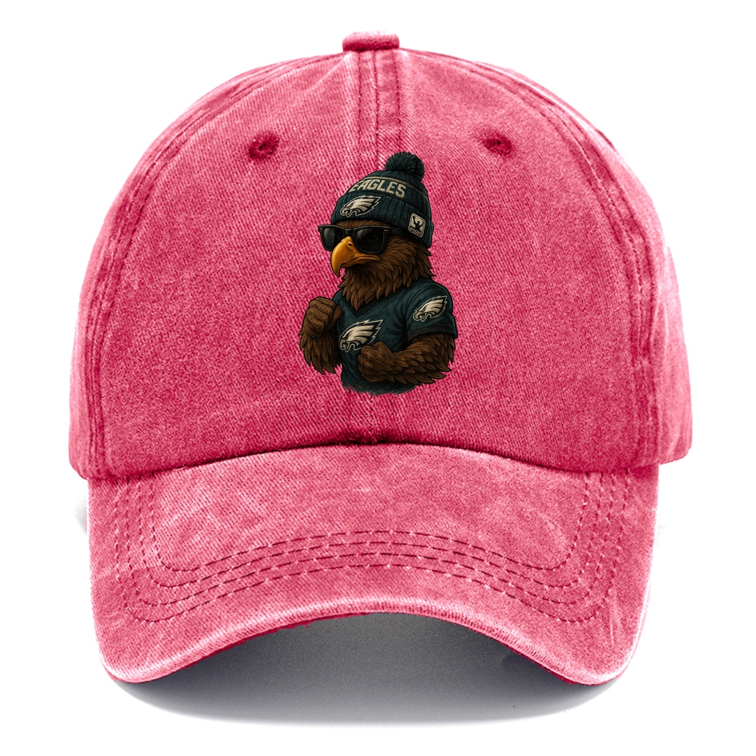 Philly Hawk wearing Eagles beanie with Rocky patch and wayfarer sunglasses - Classic Cap - Pomegranate Blush(Pink)