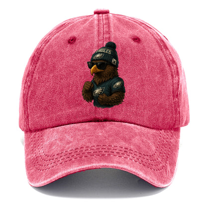 Philly Hawk wearing Eagles beanie with Rocky patch and wayfarer sunglasses - Classic Cap - Pomegranate Blush(Pink)