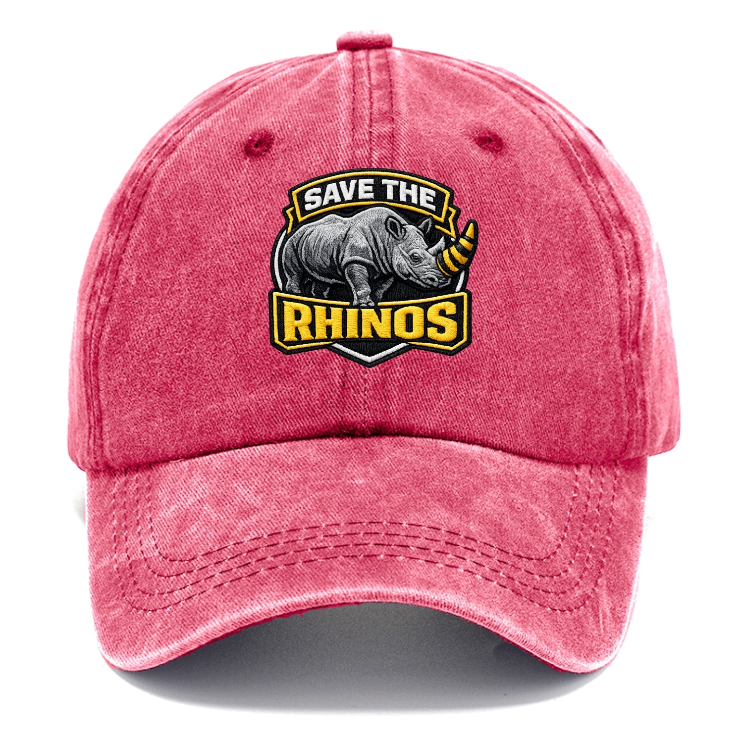 SAVE THE RHINOS - rhino silhouette in gray , horn protection - Classic Cap - Pomegranate Blush(Pink)
