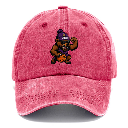 California Grizzly wearing Kings beanie with royal scepter patch and wayfarer - Classic Cap - Pomegranate Blush(Pink)