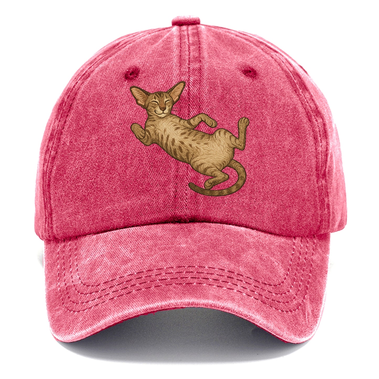 Oriental Shorthair  fully relaxed sprawl Classic Cap - Pomegranate Blush(Pink)