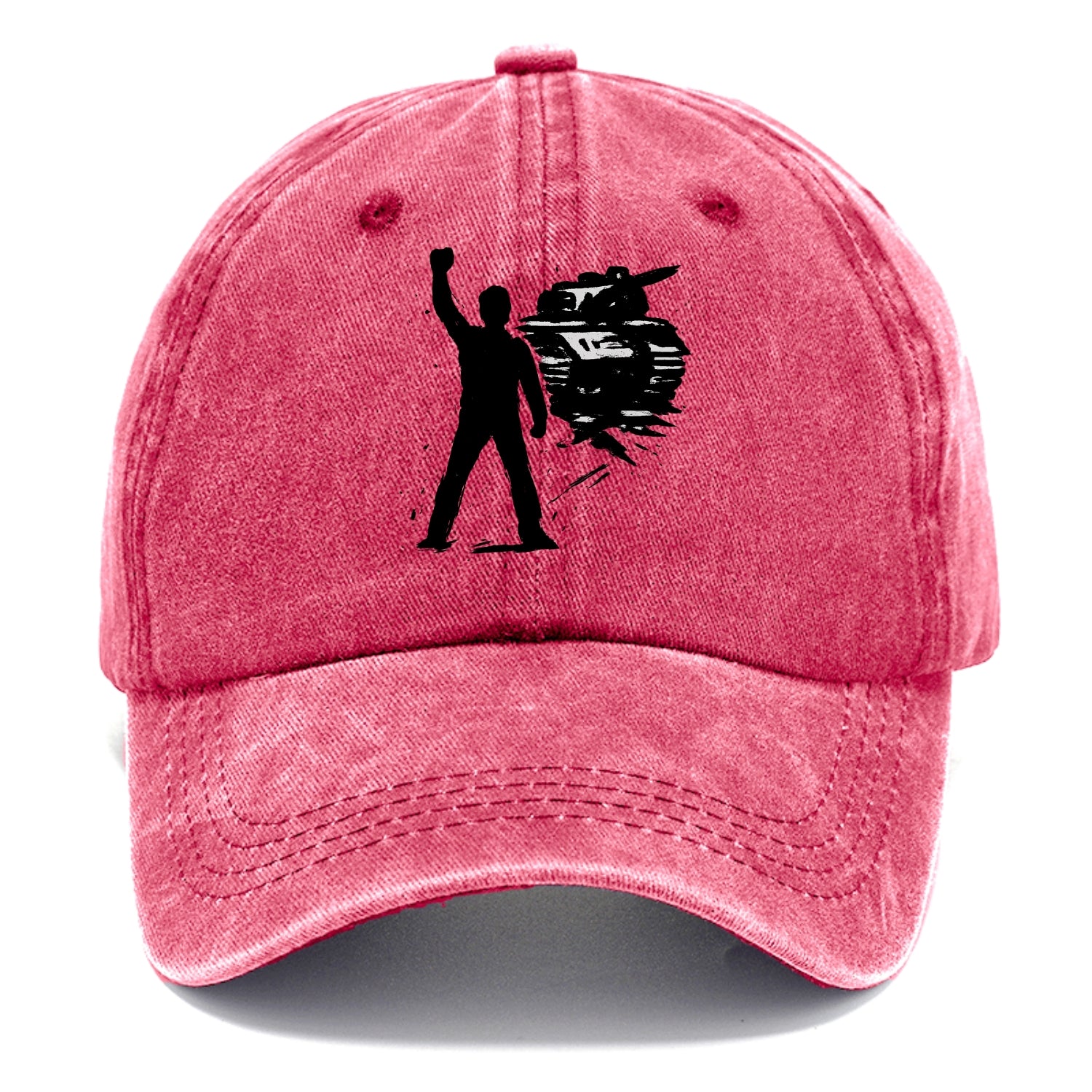Single figure standing against tank - courage and resistance ink art - Classic Cap - Pomegranate Blush(Pink)
